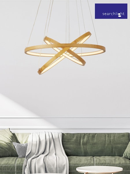 Searchlight Natural Lyra Bamboo 3 Ring LED Ceiling Light Pendant (A38437) | £99