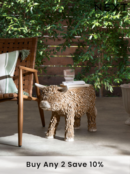 Natural Hamish The Highland Cow Sofa Side Table (A39176) | £175