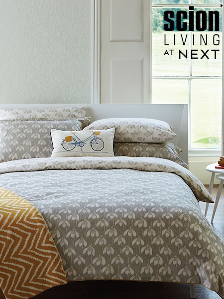Scion Grey Cotton Snow Drop 100% Cotton Duvet Cover (A40593) | £55 - £95