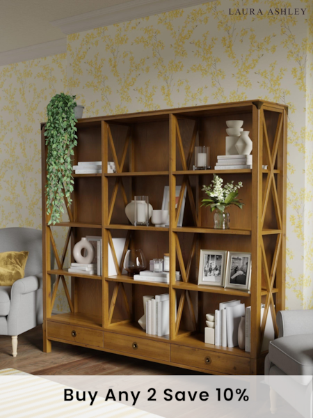 Laura Ashley Honey Gold Balmoral Three Drawer Triple Bookcase (A40629) | £1,595