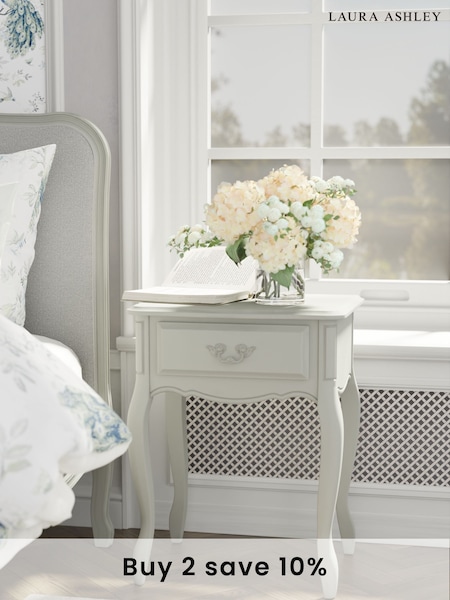 Laura Ashley Dove Grey Provencale 1 Drawer Side Table (A40765) | £395