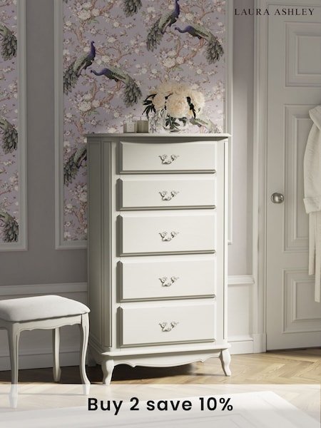 Laura Ashley Dove Grey Provencale 5 Drawer Tall Chest (A40770) | £1,150