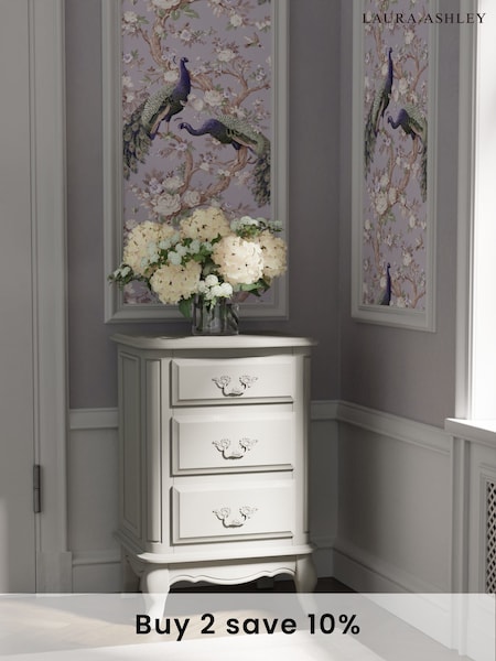 Laura Ashley Dove Grey Provencale 3 Drawer Bedside Chest (A40773) | £445