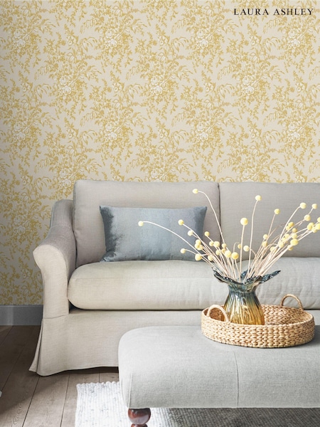 Laura Ashley Gold Picardie 10M Wallpaper (A40846) | £46