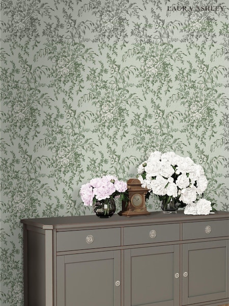 Laura Ashley Sage Green Picardie A4 Wallpaper Sample (A41276) | £1