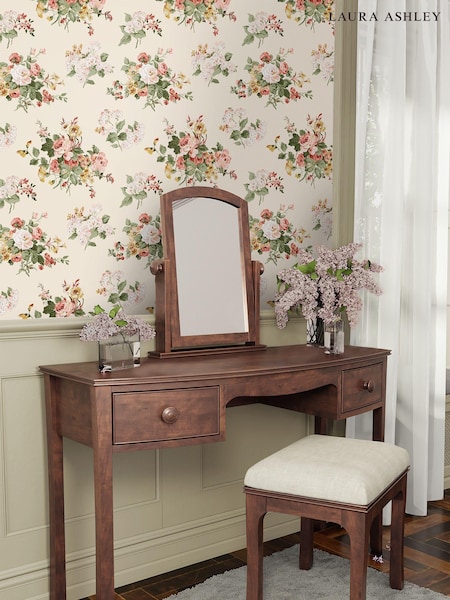 Laura Ashley Pale Sable Rosemore A4 Wallpaper Sample (A41278) | £1