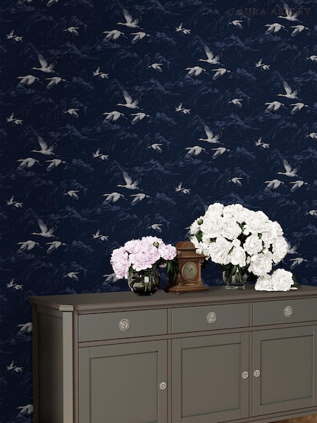 Laura Ashley Midnight Blue Animalia A4 Wallpaper Sample (A41281) | £1