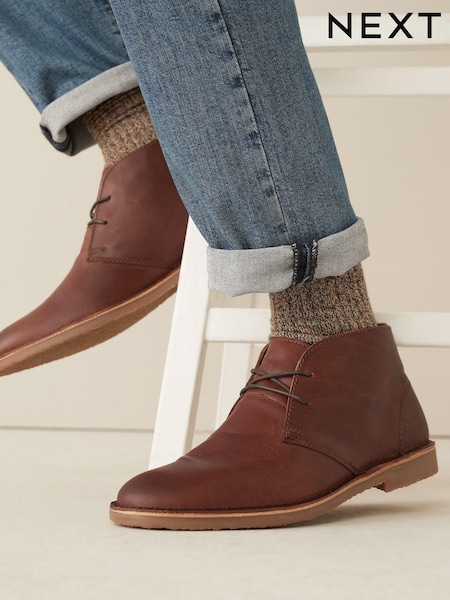 Tan Brown Leather Desert Boots (A42434) | £52