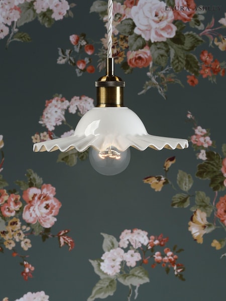 Laura Ashley White Beca Ceramic Pendant Ceiling Light (A42831) | £55