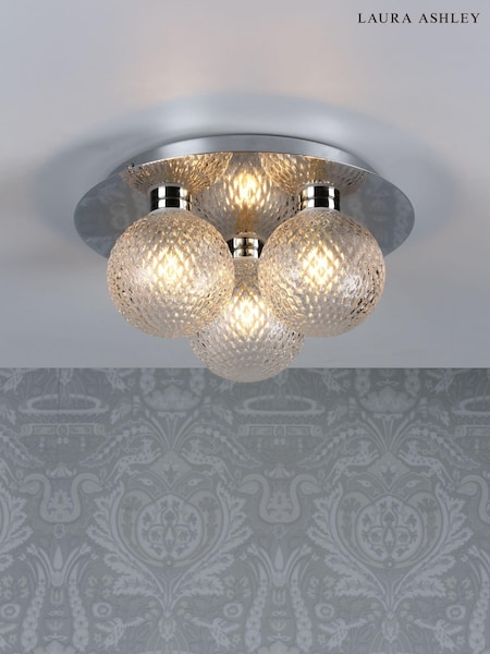 Laura Ashley Polished Chrome Prague Bathroom 3 Light Flush Ceiling Light (A42837) | £105