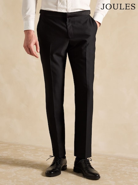 Joules Black Slim Fit Tuxedo Suit Trousers (A43728) | £69