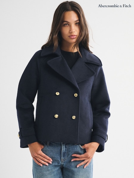 Navy - Abercrombie & Fitch Carrie Wool Trench Coat