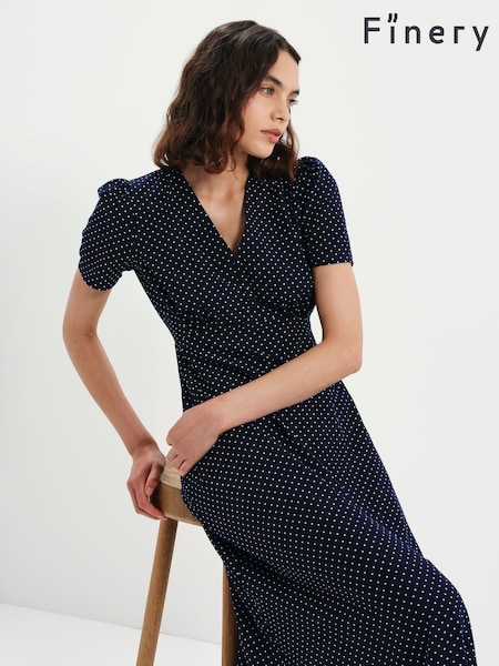 Blue - Finery Petite Nieve V-neck Midi Dress
