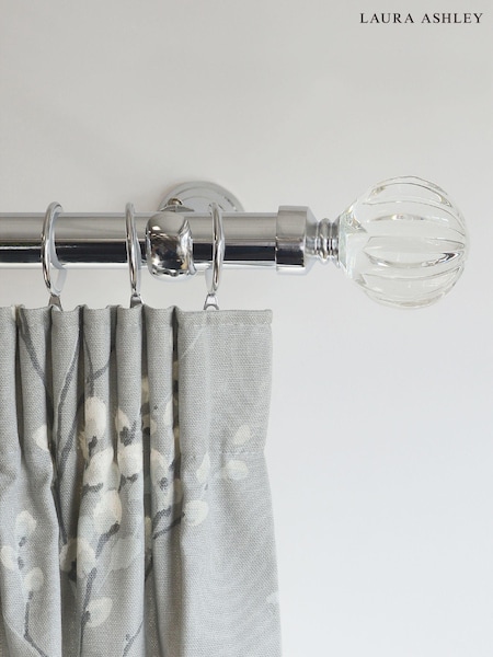 Laura Ashley Chrome 28mm Metal Curtain Pole With Vivien Glass Finial (A44595) | £65 - £110