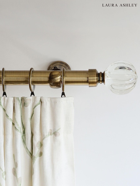 Laura Ashley Antique Brass 28mm Metal Curtain Pole With Vivien Glass Finial (A44596) | £65 - £105