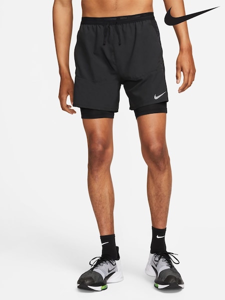 Nike Black Dri-Fit Stride 5 Inch 2-in-1 Running Shorts (A45259) | £55