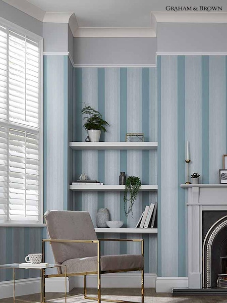 Graham & Brown Blue Lagom Stripe 10M Wallpaper (A46861) | £80