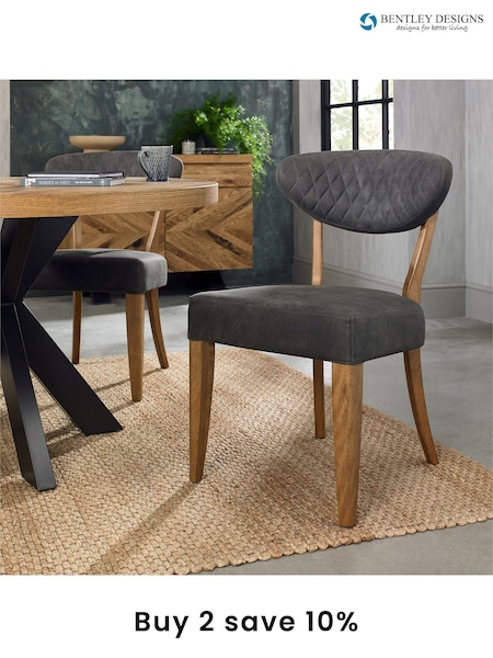 Bentley Designs Set of 2 Grey Margot Rustic Oak Upholstered Chairs (A47376) | £400
