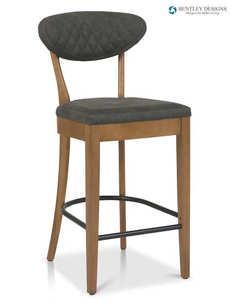 Bentley Designs Set of 2 Grey Margot Rustic Oak Upholstered Barstools (A47378) | £400
