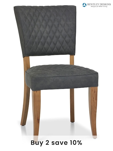 Bentley Designs Set of 2 Grey Logan Rustic Oak Upholstered Chairs (A47380) | £400
