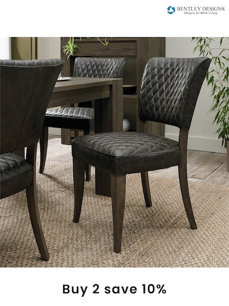 Bentley Designs Set of 2 Brown Logan Fumed Oak Upholstered Chairs (A47385) | £400