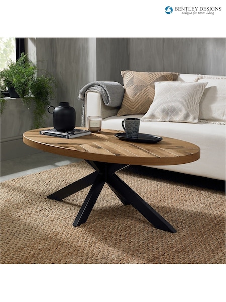Bentley Designs Natural Ellipse Rustic Oak Round Coffee Table (A47390) | £350