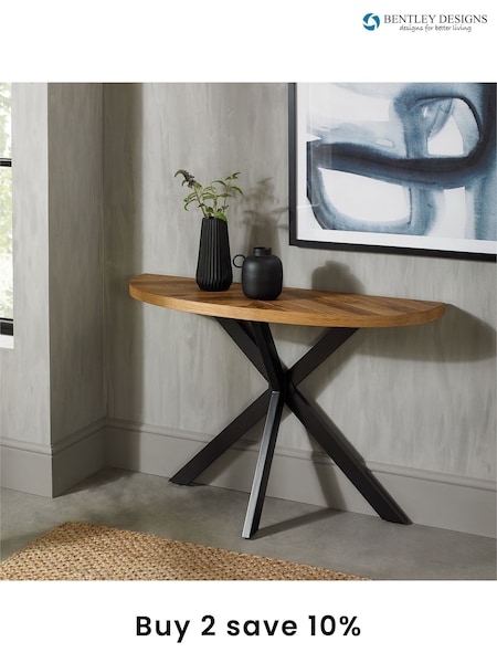 Bentley Designs Natural Ellipse Rustic Oak Console Table (A47394) | £360