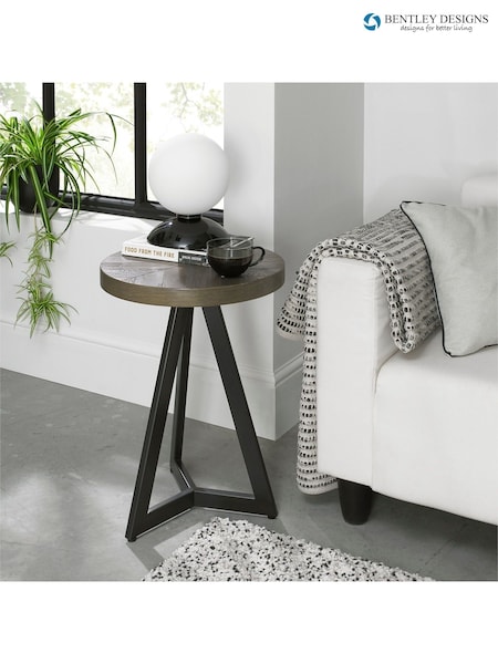 Bentley Designs Grey Ellipse Fumed Oak Lamp Table (A47398) | £200