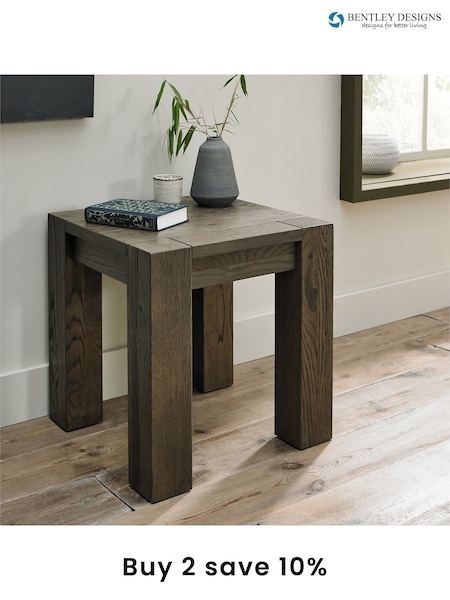 Bentley Designs Grey Logan Fumed Oak Lamp Table (A47406) | £260