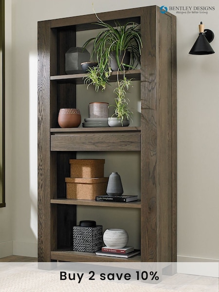 Bentley Designs Grey Logan Fumed Oak Open Display Unit (A47411) | £900