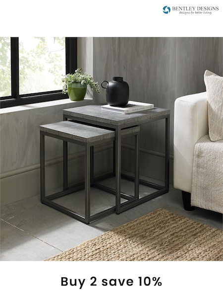 Bentley Designs Grey Renzo Zinc Dark Grey Nest of Tables (A47425) | £290
