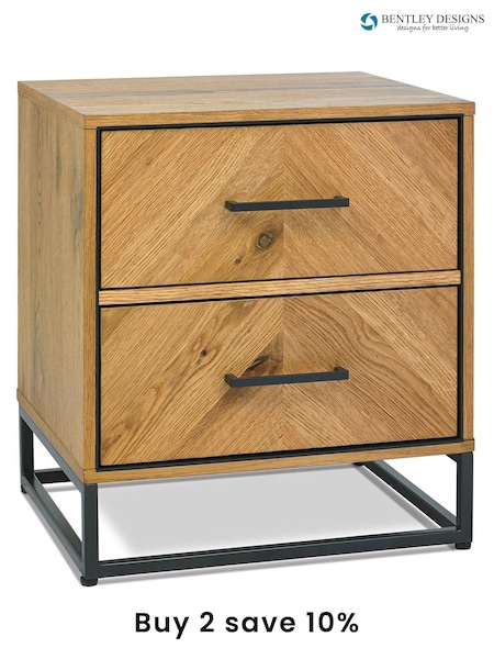 Bentley Designs Natural Riva Oak 2 Drawer Nightstand (A47462) | £240