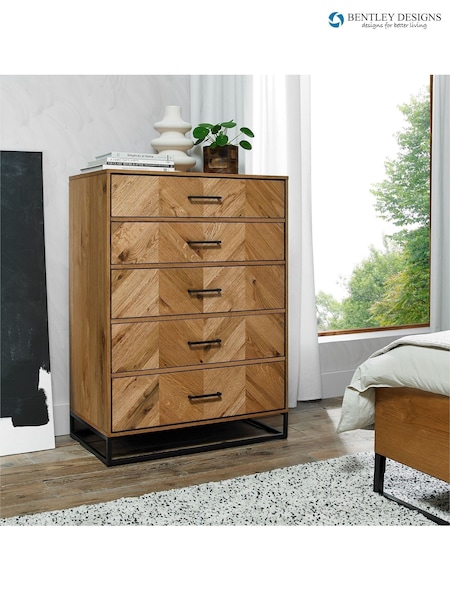 Bentley Designs Natural Riva Oak 5 Drawer Tall Chest (A47463) | £670