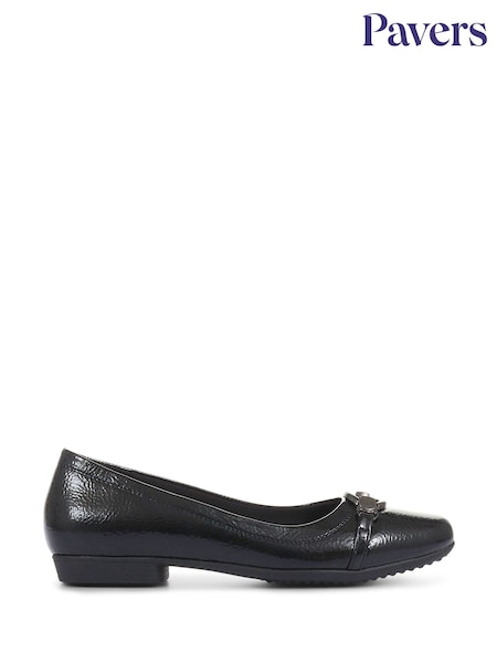 Pavers Black Faux Leather Slip-On Pumps (A48327) | £33