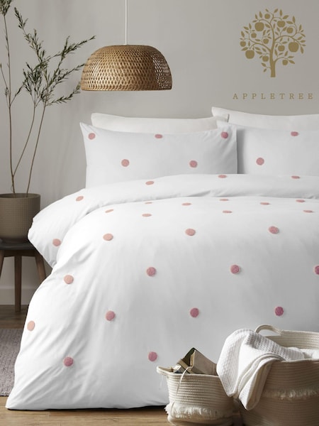 Appletree Pink Dot Garden 100% Pure Cotton Duvet Cover and Pillowcase Set (A48700) | £35 - £60