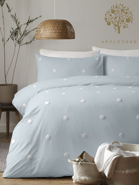 Appletree Duck Egg Blue Dot Garden 100% Pure Cotton Duvet Cover and Pillowcase Set (A48701) | £35 - £60