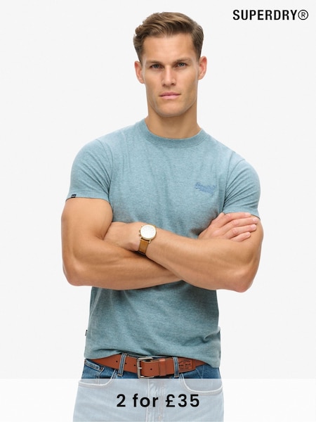 Superdry Desert Sky Blue Grit Essential Logo Embroidery T-Shirt (A52741) | £20