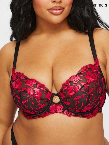 Ann Summers Black/Red DD+ Non Pad Balcony The Hero Non Pad Wired Bra (A52854) | £36