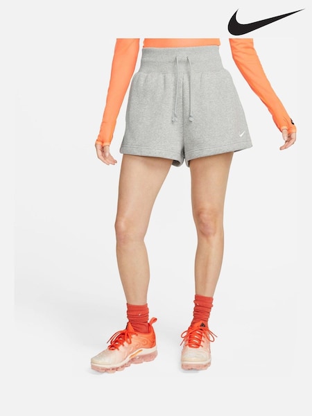 Nike Dark Grey Heather Sportswear Phoenix Fleece High-Waisted Loose Shorts (A53439) | £45