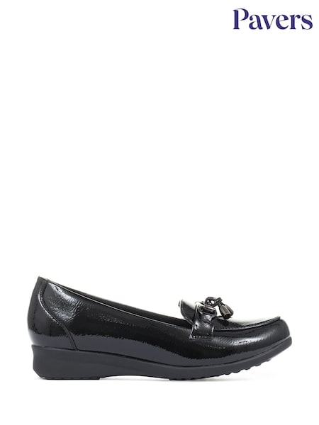 Pavers Black Pavers Patent Leather Ladies Loafers (A54925) | £30