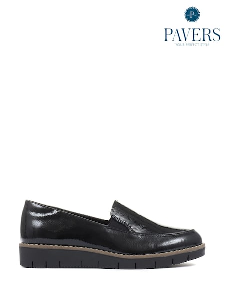 Pavers Black Ladies Slip-On Shoes (A54926) | £35