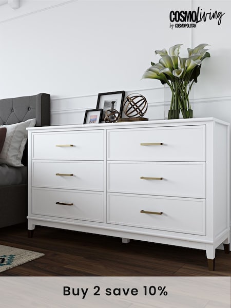 CosmoLiving White Westerleigh 6 Drawer Chest (A56695) | £485