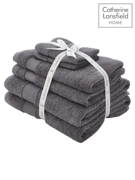 Catherine Lansfield 6 Piece Grey Anti-Bacterial Towel Bale (A58915) | £31