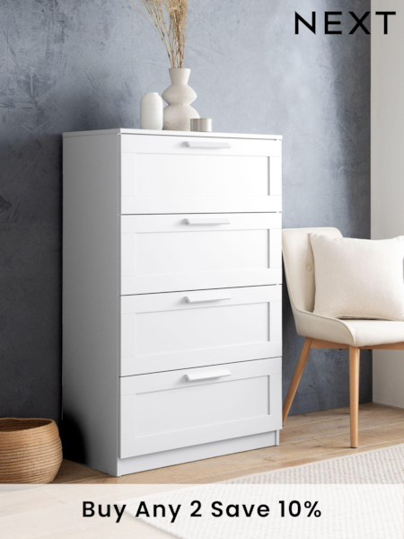 White Flynn 4 Drawer Chest of Drawers (A59159) | £225