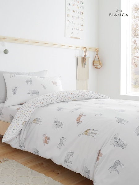 Bianca Natural Kids Zoo Animals 100% Cotton Duvet Cover And Pillowcase Set (A61770) | £17 - £28