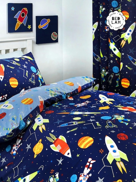 Bedlam Blue Supersonic Duvet Cover and Pillowcase Set (A62351) | £16 - £25