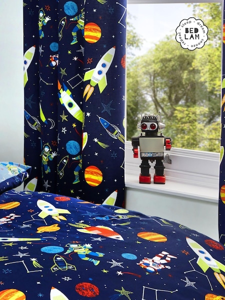 Bedlam Blue Super Sonic Pencil Pleat Curtains (A62353) | £40