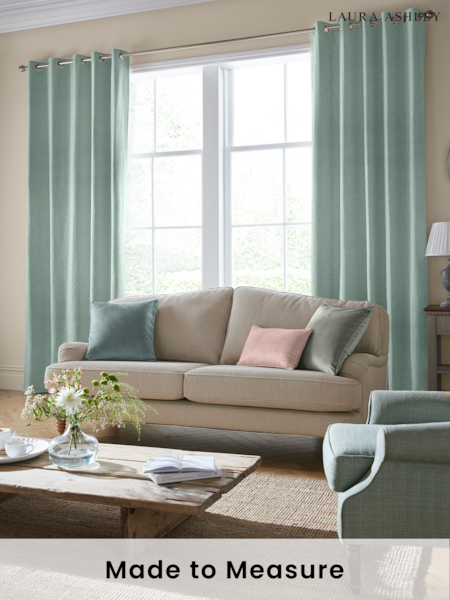 Laura Ashley Duck Egg Blue Easton Made To Measure Curtains (A63805) | £91
