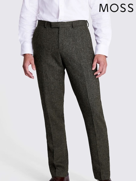 MOSS Pine Green Tailored Fit Pine Herringbone Suit Trousers (A64265) | £90