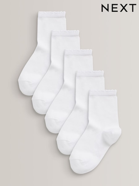 White 5 Pack Cotton Rich School Ankle Socks (A64391) | £5 - £7